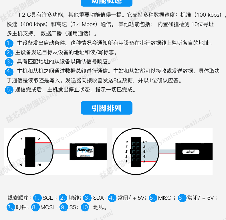 aardvark原裝tp240141totalphase主機適配調試器i2c轉spitp280121