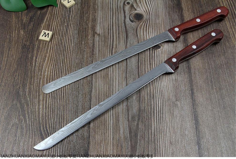 火腿刀厨刀西班牙火腿专用刀割蜂蜜刀土耳其烤肉刀大马士革纹削肉刀切