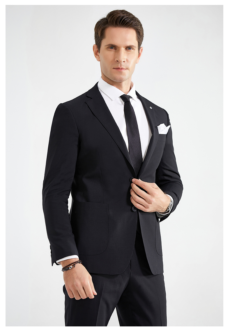 raidyboer雷迪波尔新品男士商务绅士羊毛纯色西服套装10142014黑色175