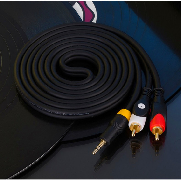 水木风金山角35mm转双莲花头一分二音频线手机电脑接音箱功放2030米