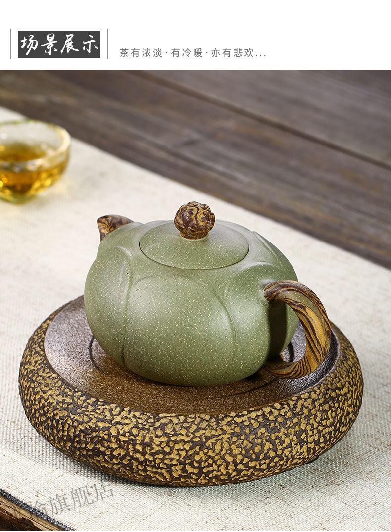 豆青砂紫砂壶清莲宜兴原矿茶壶袁友军名家手工豆青泥功夫茶具精品单壶