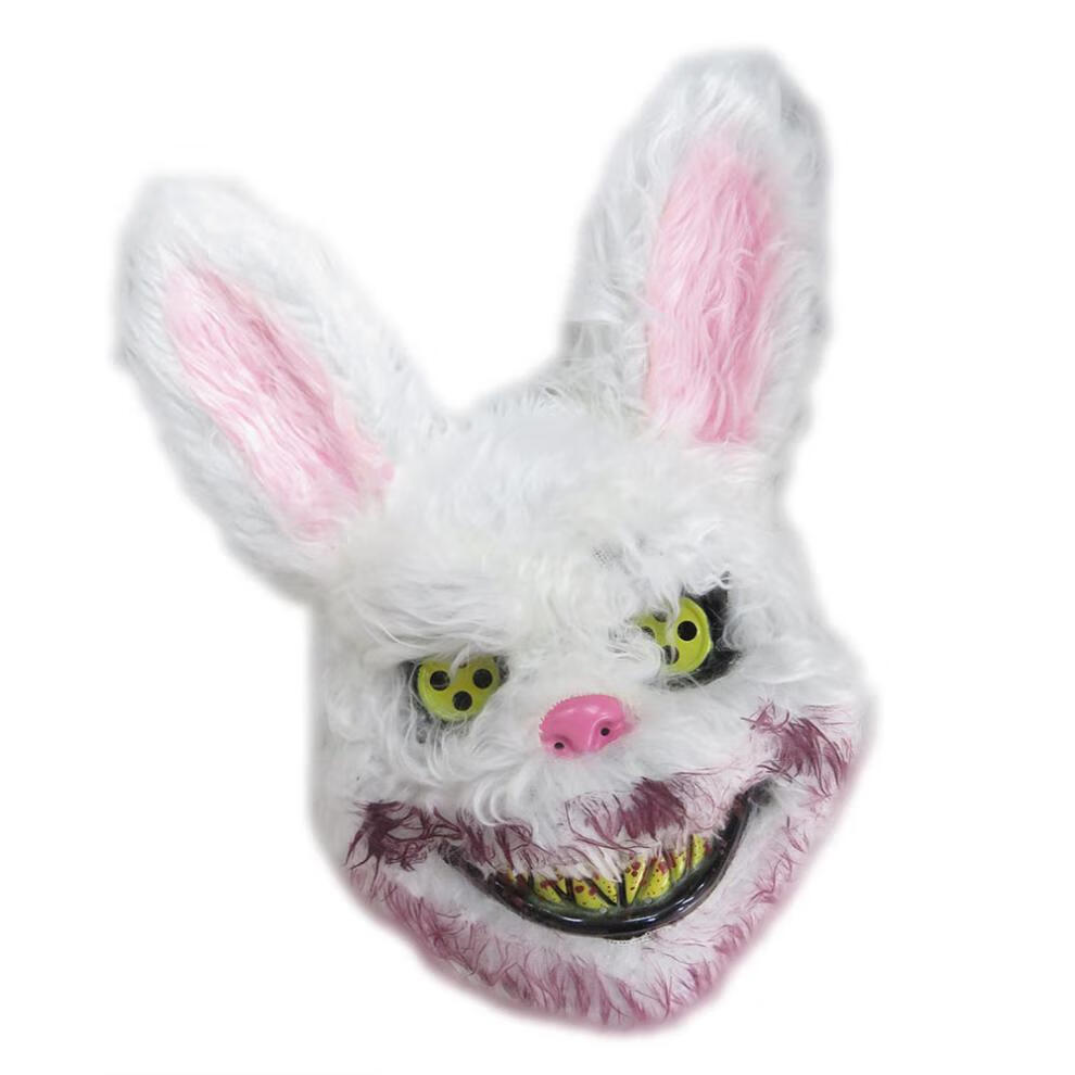 抖音同款血腥兔子 泰迪毛绒狂欢派对万圣节恐怖兔子发光面具 血腥泰迪