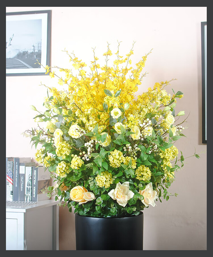 客厅落地花仿真花套装酒店走廊过道装饰花假花店铺大摆件大型花艺金色
