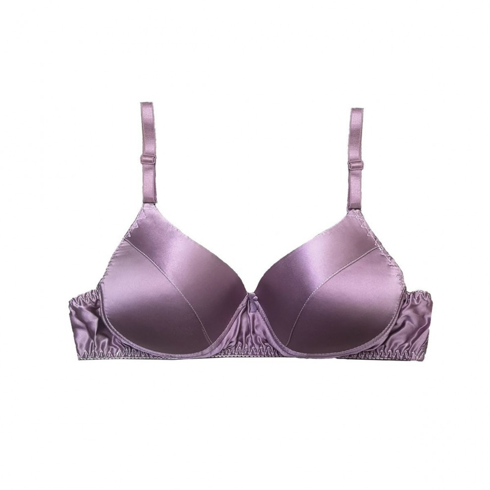 丝绸乳罩夏季透气中老年冰丝文胸内衣薄款宽松吸汗罩杯曼迪尚浅粉色