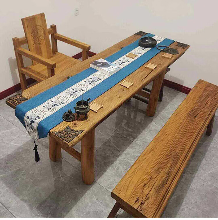 门板桌子复古怀旧风华木老木头旧木板原木实木茶桌茶台吧台 复古老