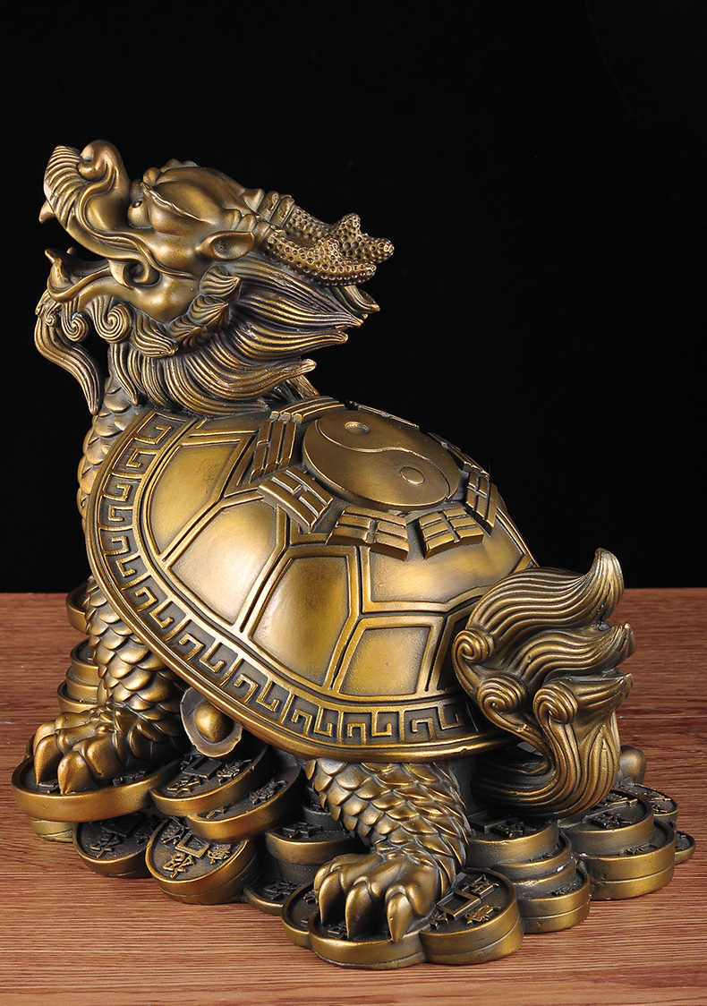 京选好货特大号铜龙龟摆件八卦龙龟客厅神兽龙头龟办公室桌工艺品铜46
