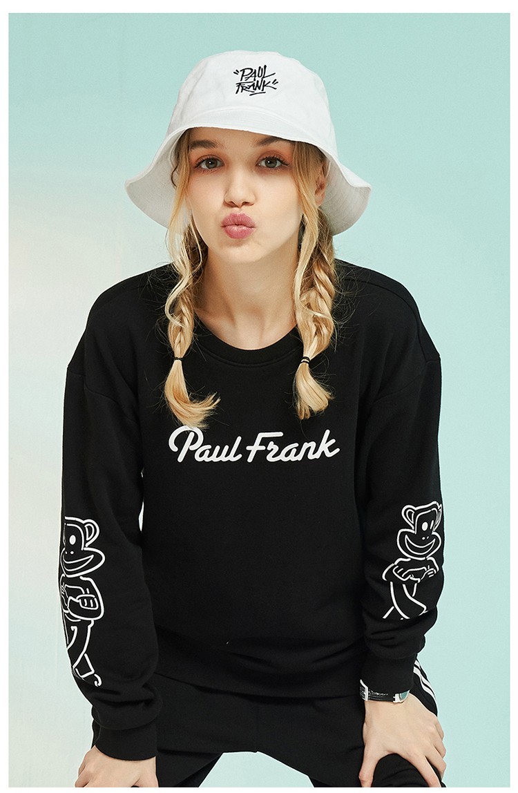 大嘴猴【加厚】2020秋冬新品女款圆领印花纯色百搭简约韩版运动卫 