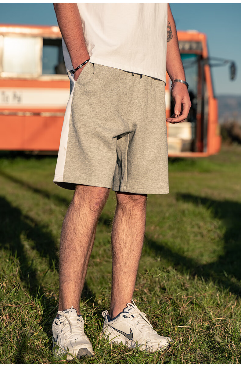 英爵伦2021夏季新款短裤男潮流休闲五分裤青年撞色直筒中裤男生黑色m