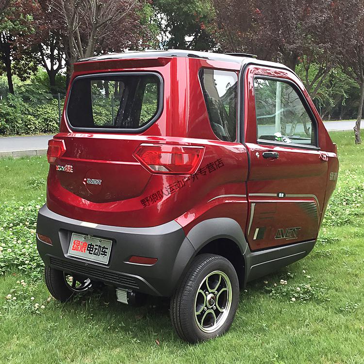 电动三轮车全封闭式环步成人代步车接送孩子电瓶车天窗爬坡档酒红色配