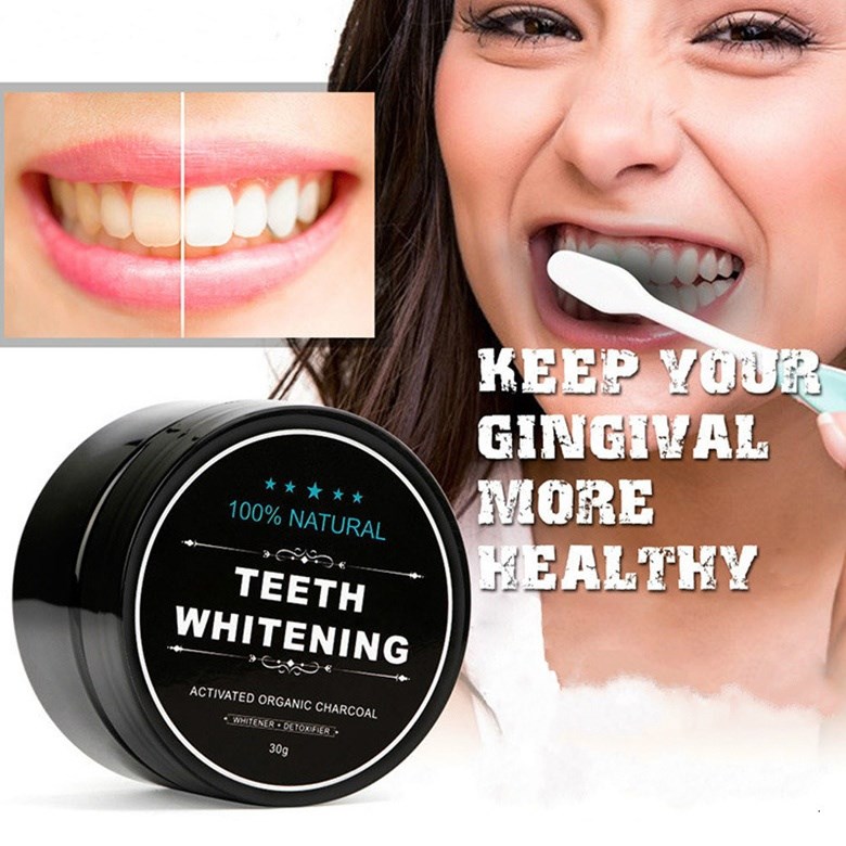 竹炭牙粉刷牙活性竹炭椰壳味牙齿一刷白洗牙粉牙渍牙粉素黄1瓶30g韩婵