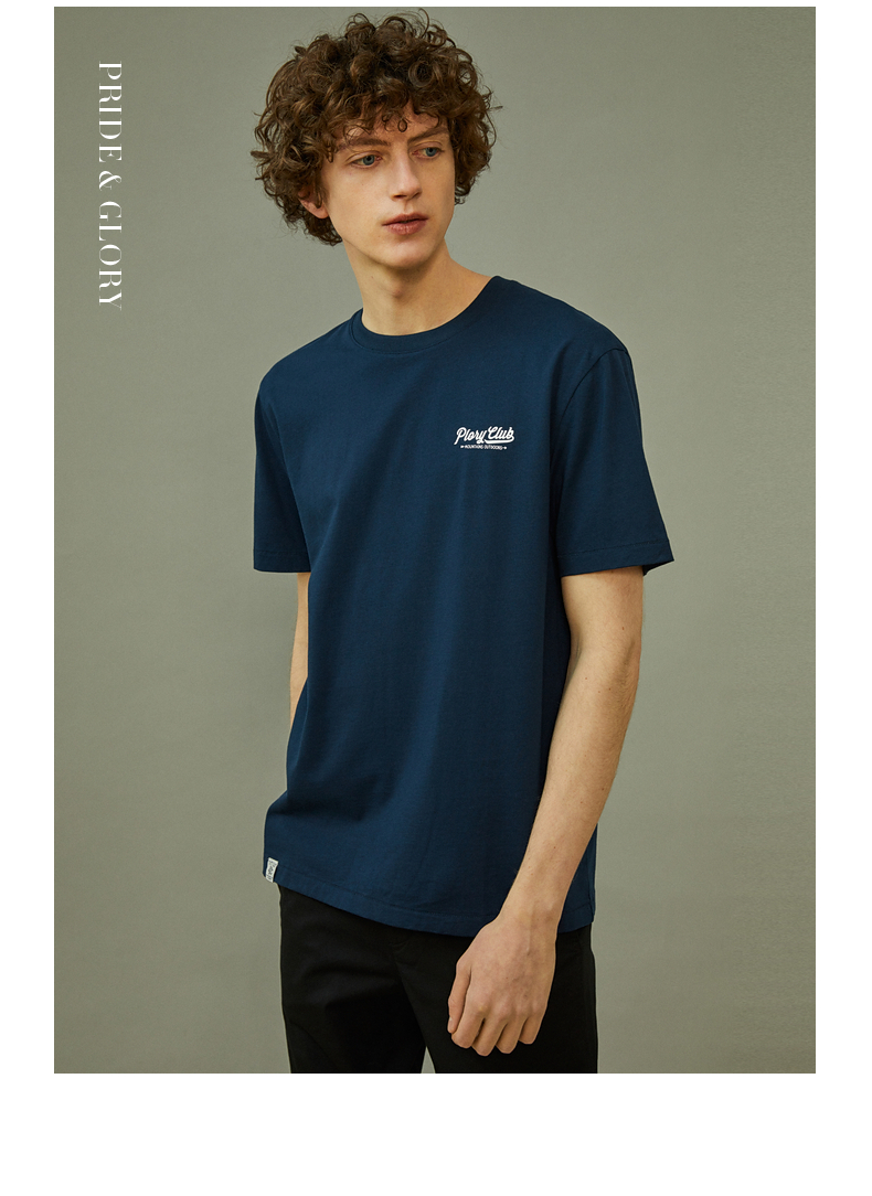 plory春夏季时尚休闲潮流创意手绘老鹰logo纯棉薄款圆领短袖t恤衫上衣