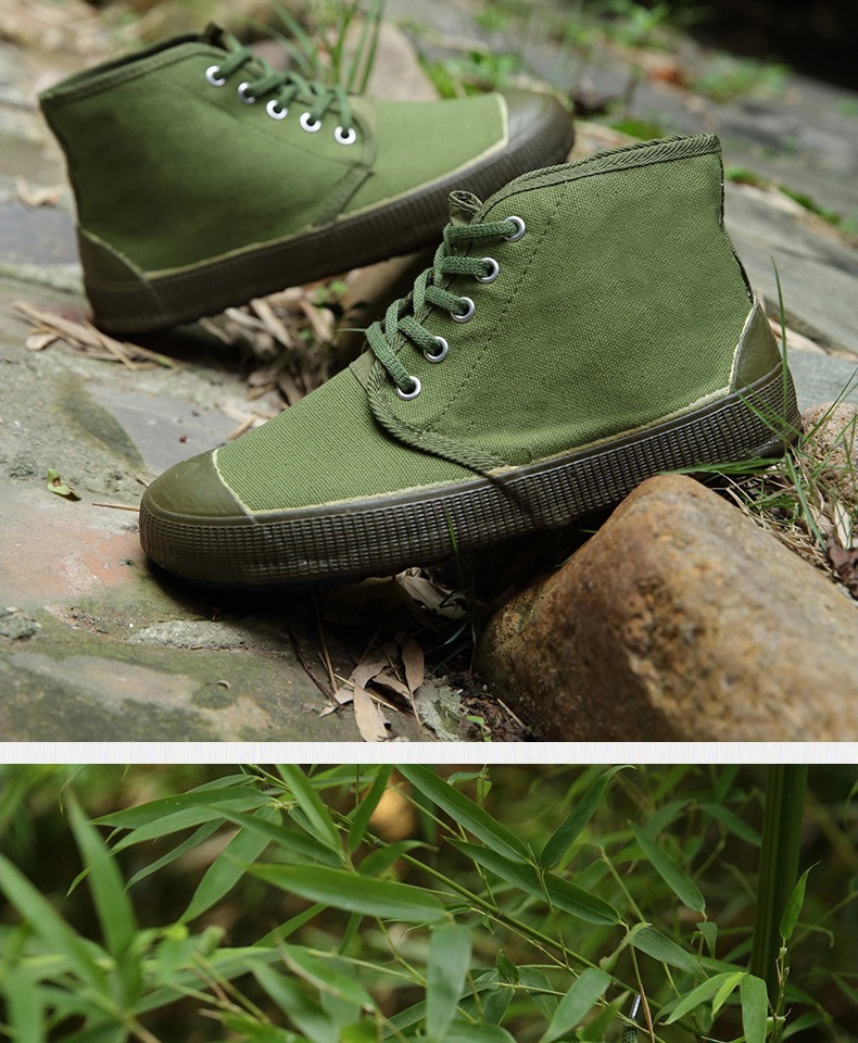 蔻尼森解放鞋男劳保鞋学生军训鞋防滑耐磨高腰帆布鞋女民工工地鞋徒步