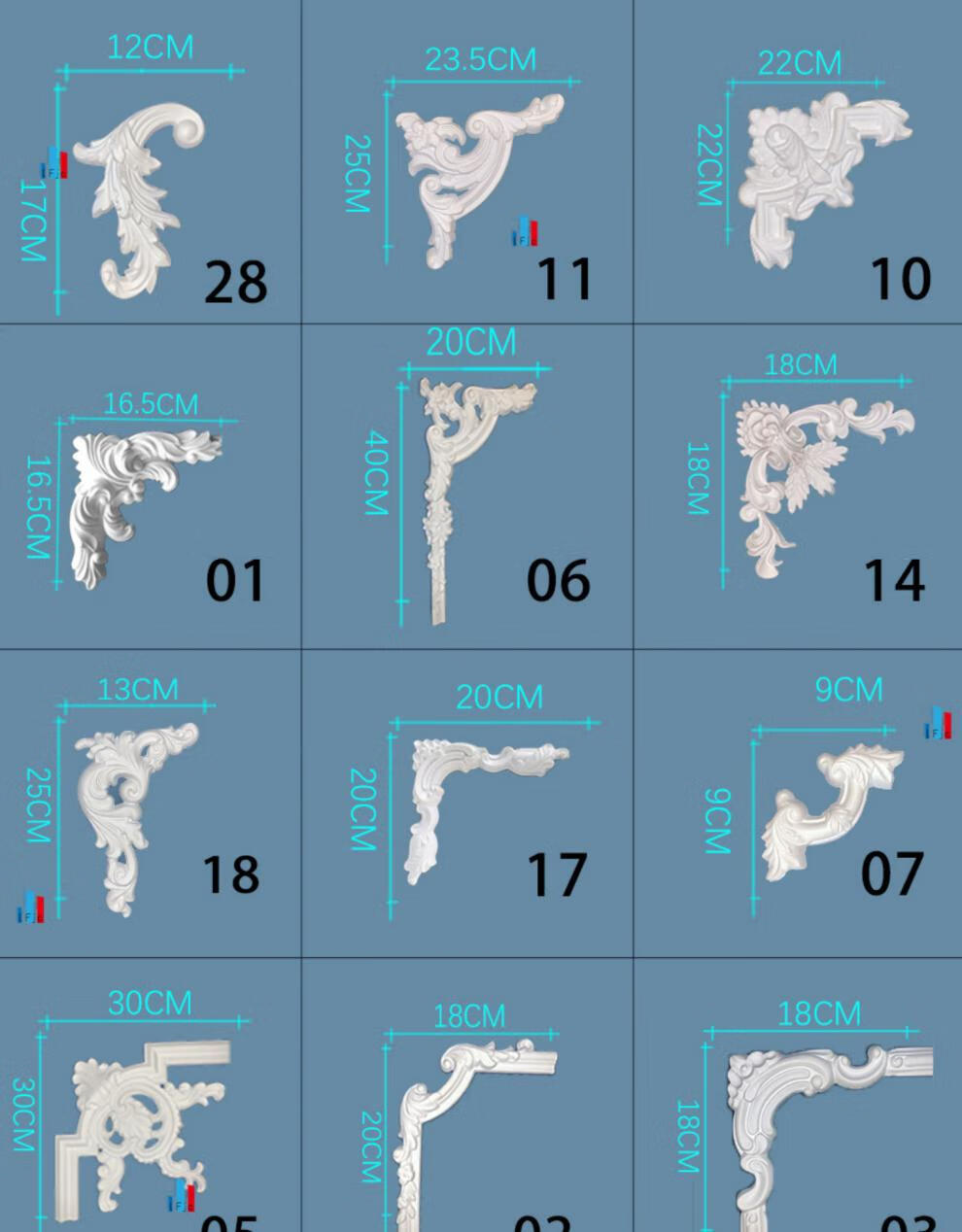 pu线条角花背景墙设计排版雕花装饰组合饰花仿石膏线011mm