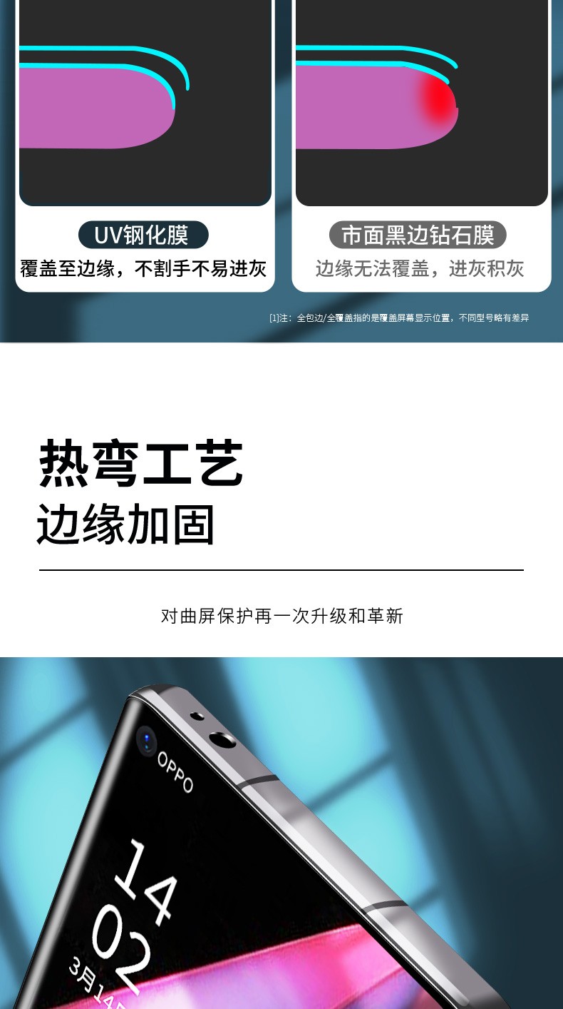 findx3/3pro【蓝光uv钢化膜】2片装【图片 价格 品牌
