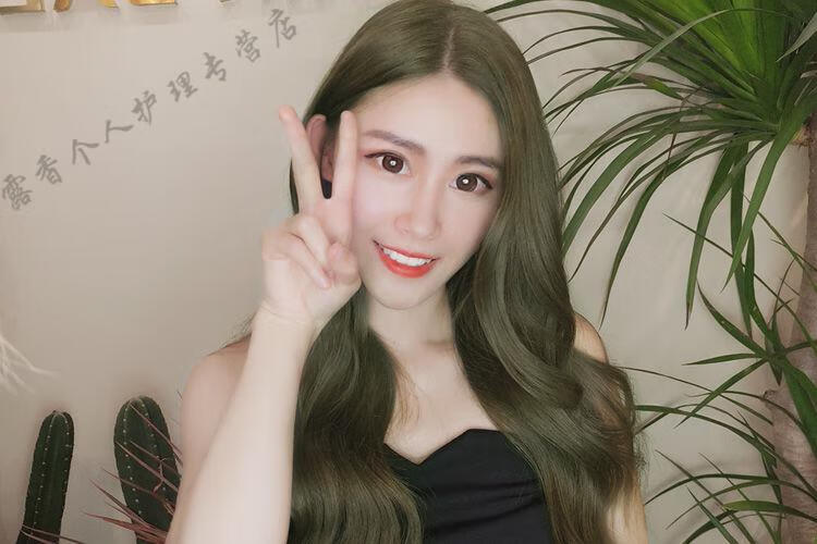 亚麻闷青抹茶绿色染发剂植物茶青染发膏彩色显白流行