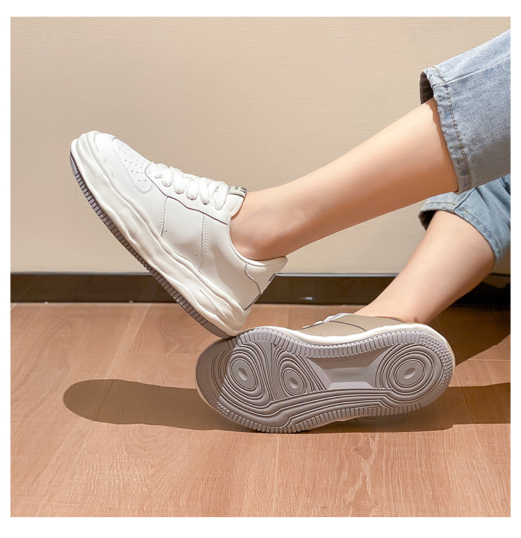 商场同款透气小白鞋女夏新款薄款松糕厚底鞋白色溶解鞋休闲运动鞋lkxk