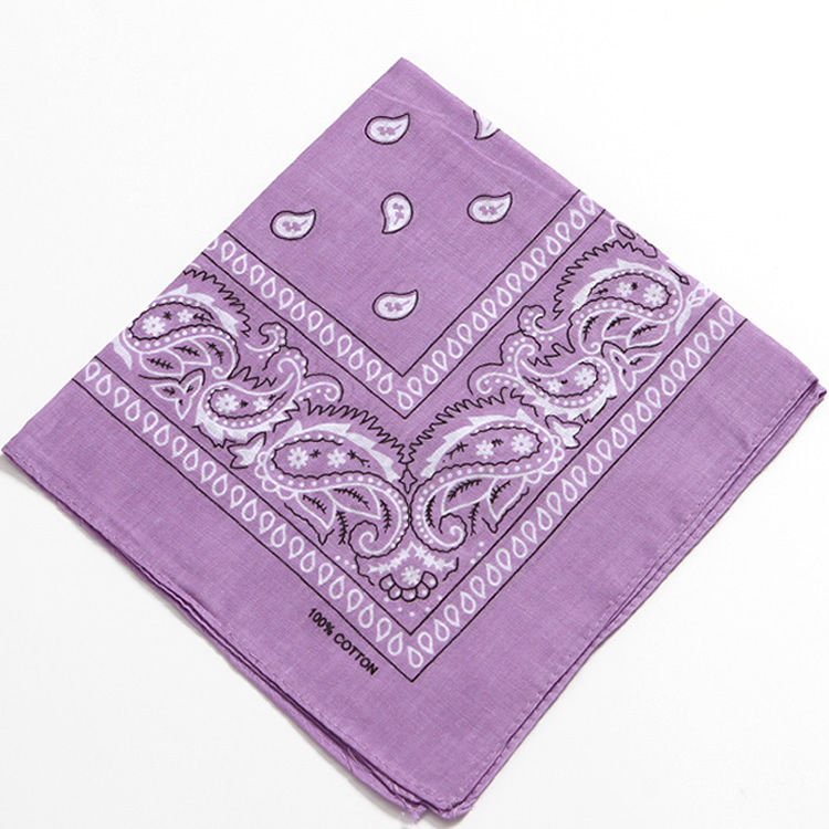 质小方巾丝巾发带头巾百搭女秋季潮牌街头腰果花薄款潮嘻哈弁衣坊紫色