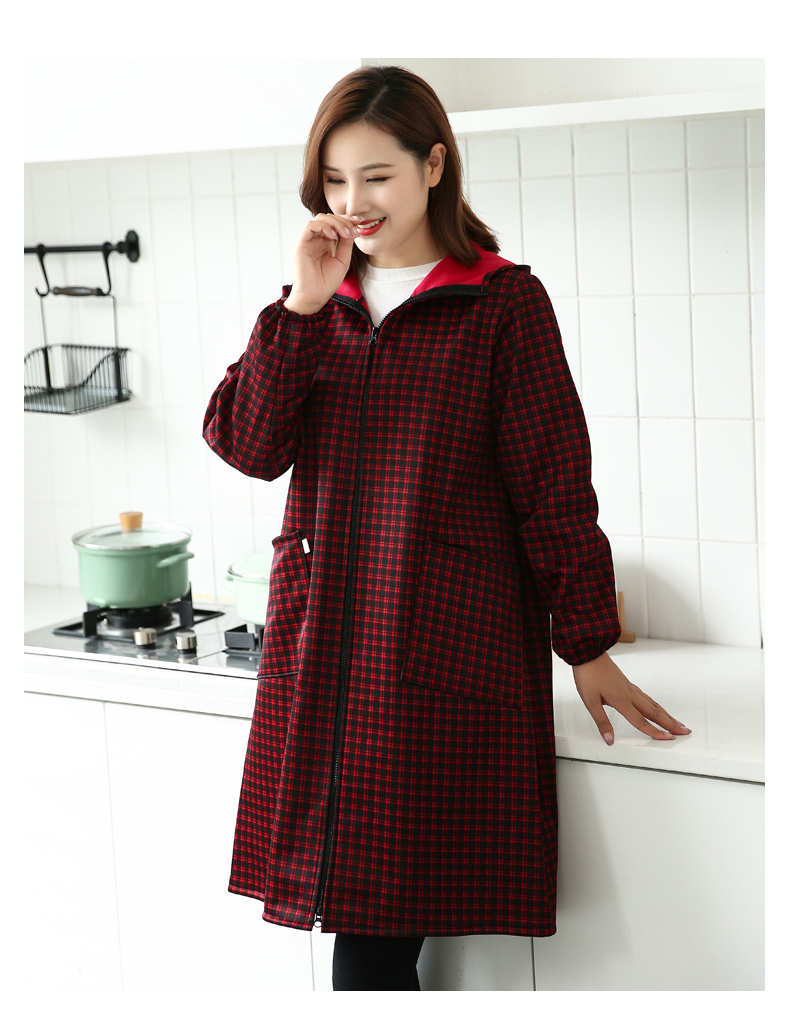 北方虎罩衣成人加绒加绒加厚罩衣女士家用厨房防水工作服时尚外套冬季