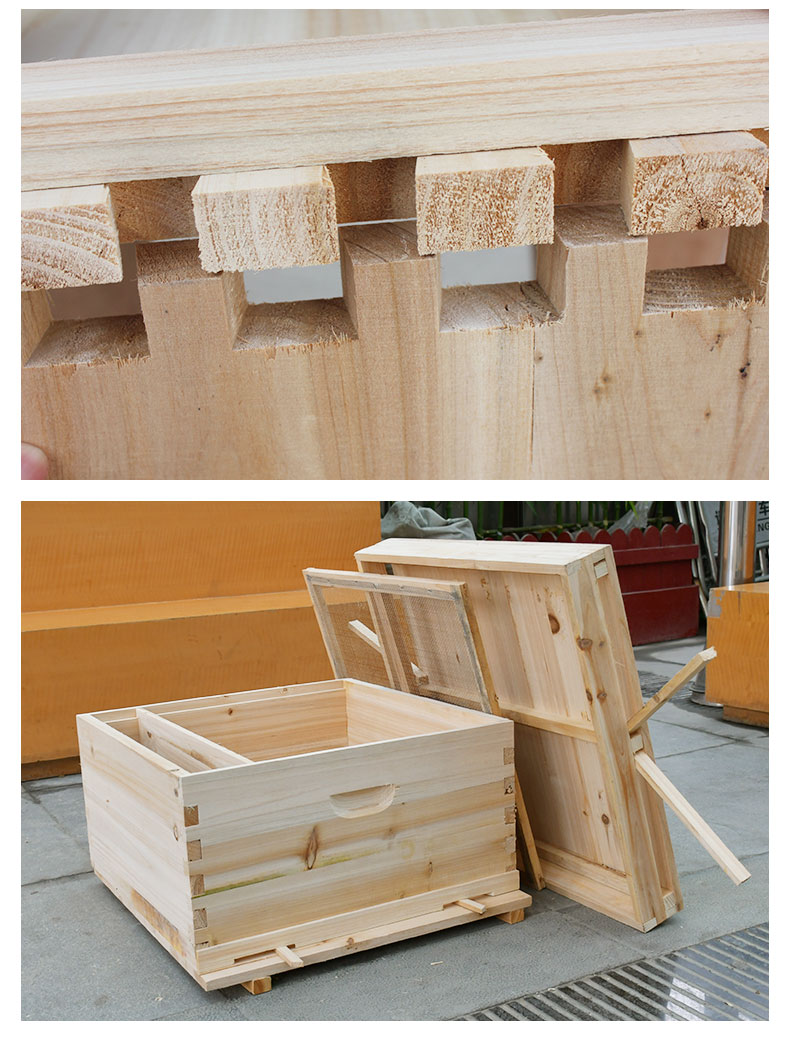 蜜蜂箱全套中蜂蜂箱14框平箱十四框杉木烘干养蜂箱蜂巢箱