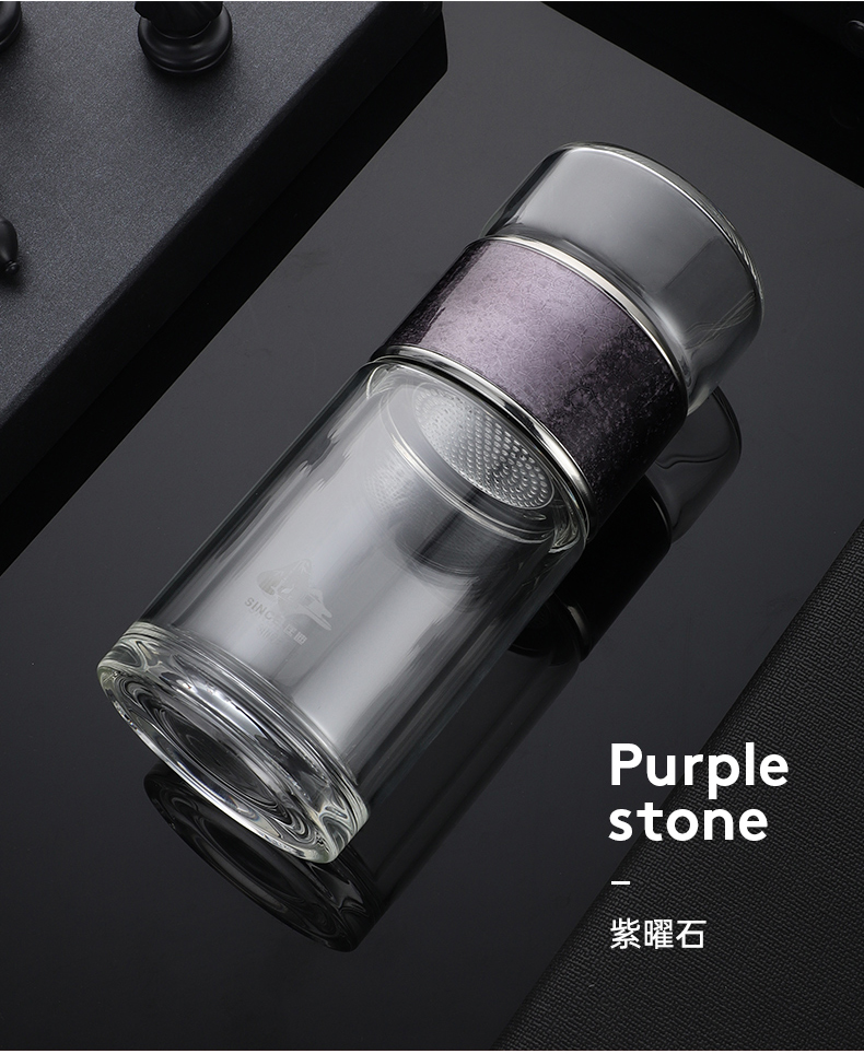 2022新款匡迪双层水晶玻璃杯匡迪玻璃杯茶水分离杯双层加厚隔热水杯