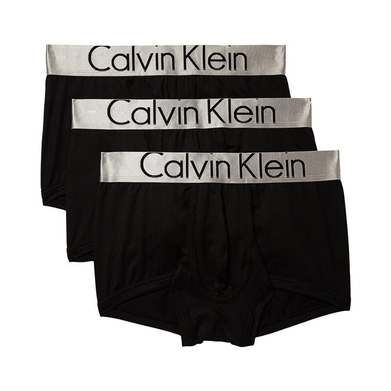 calvin klein 男 内裤(3条装)四角透气字母舒适抑菌nb1656 dark