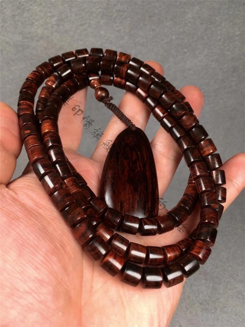 oω美印情老黄花梨手串海南8mm桶珠多圈手链男女款佛珠海黄108颗文玩