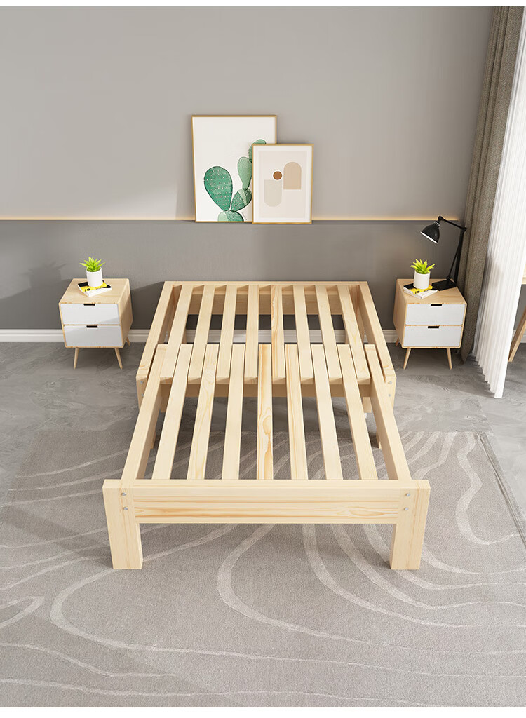 2022新 款实木伸缩床沙发床小户型可抽拉单人床推拉两用多功能现代