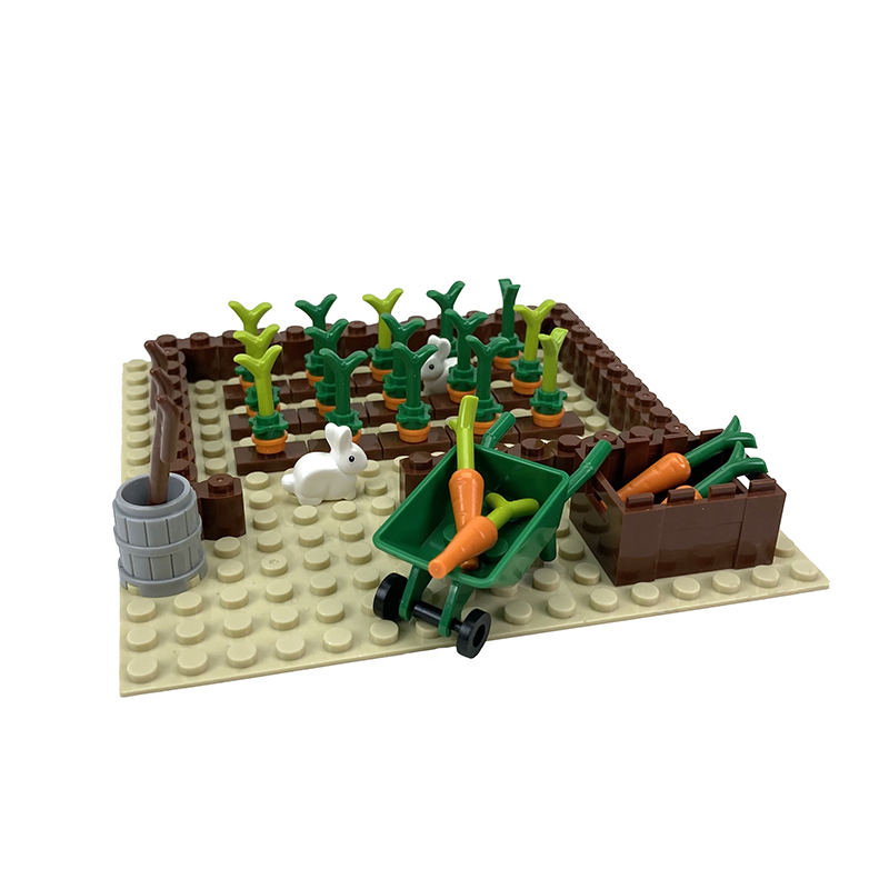 moc积木组合农场牛栏鸡窝猪棚南瓜玉米番茄菠萝新品积木拼装玩具鸭子