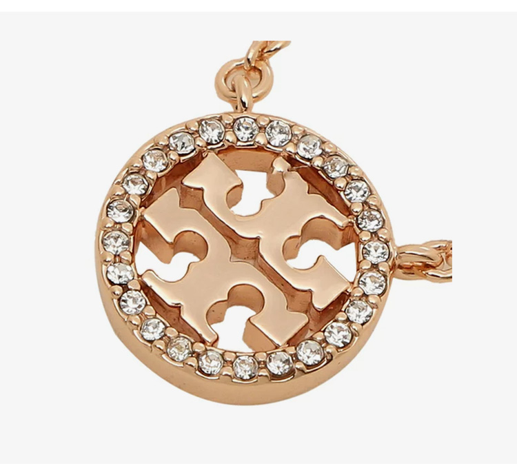 toryburch托里伯奇女士圆形水晶双t字母标志优雅时尚精致项链tory