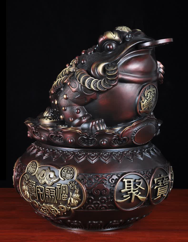 莲善堂全铜金蟾聚宝盆摆件风水招财家居客厅玄关装饰品店铺乔迁开业