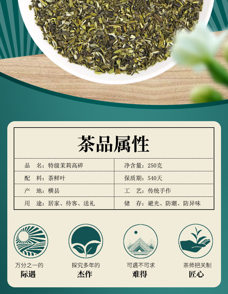 茉莉花茶2021茉莉高碎花茶濃香型茶葉老北京茉莉高沫批發250g高碎