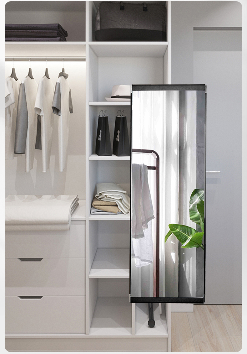 卡贝衣柜镜子推拉穿衣镜旋转全身镜内置隐藏式试衣镜折