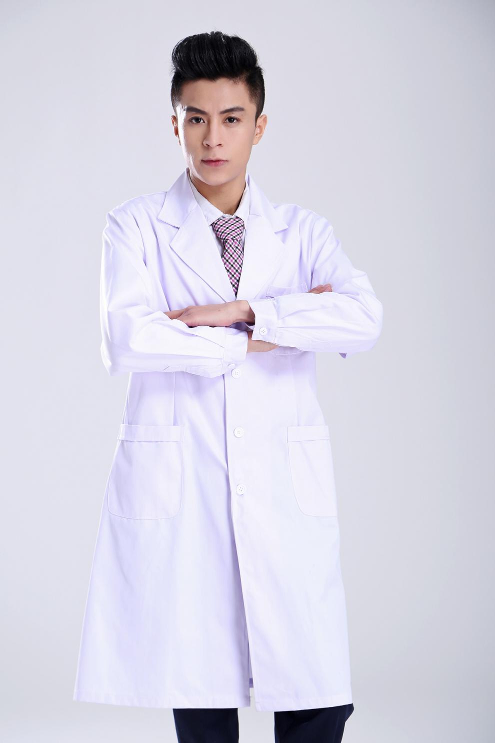 白大褂化学白大褂长袖男衣短袖长款大学生实验服化学实验室医生工作服