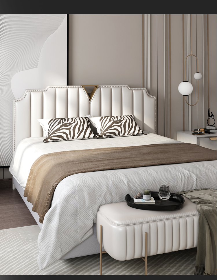 轻奢个性床头板软包落地床头靠背板简约现代18米双人床头单独买公主白