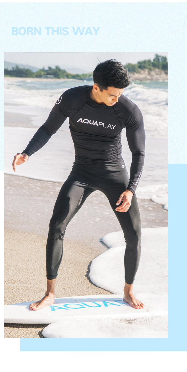aquaplay潜水裤男冲浪长裤男士大码防晒速干运动分体高弹力紧身裤黑色
