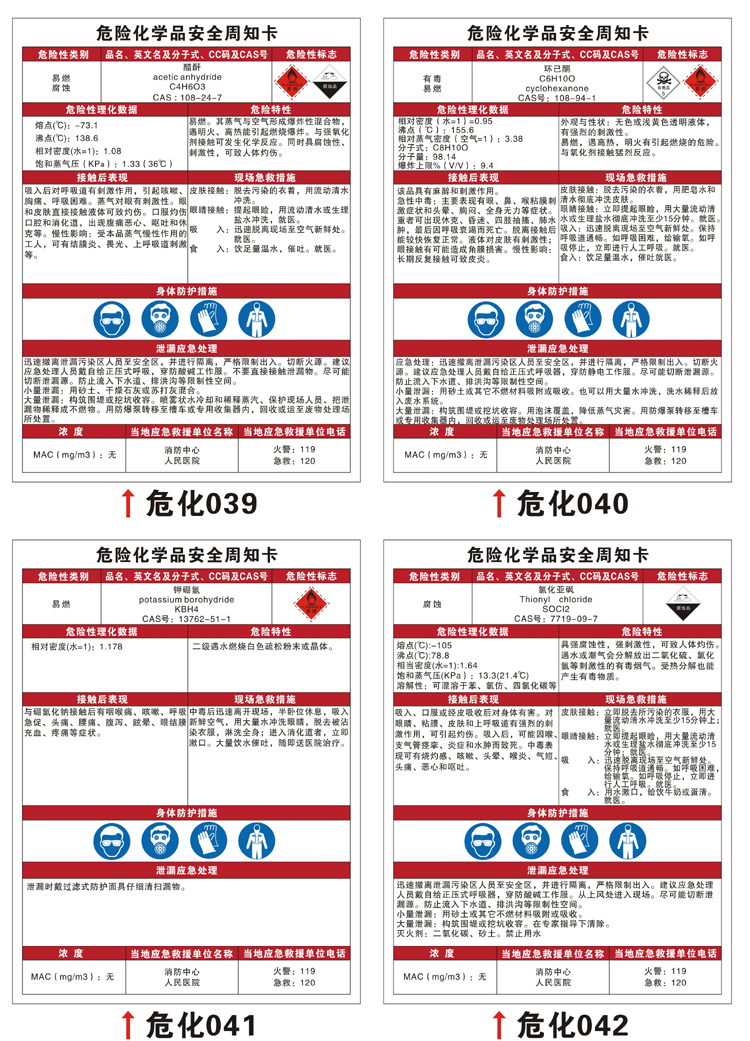 危險化學品安周知卡牌危化品標識牌油漆乙炔乙醇鹽酸硫酸告知卡 乙炔