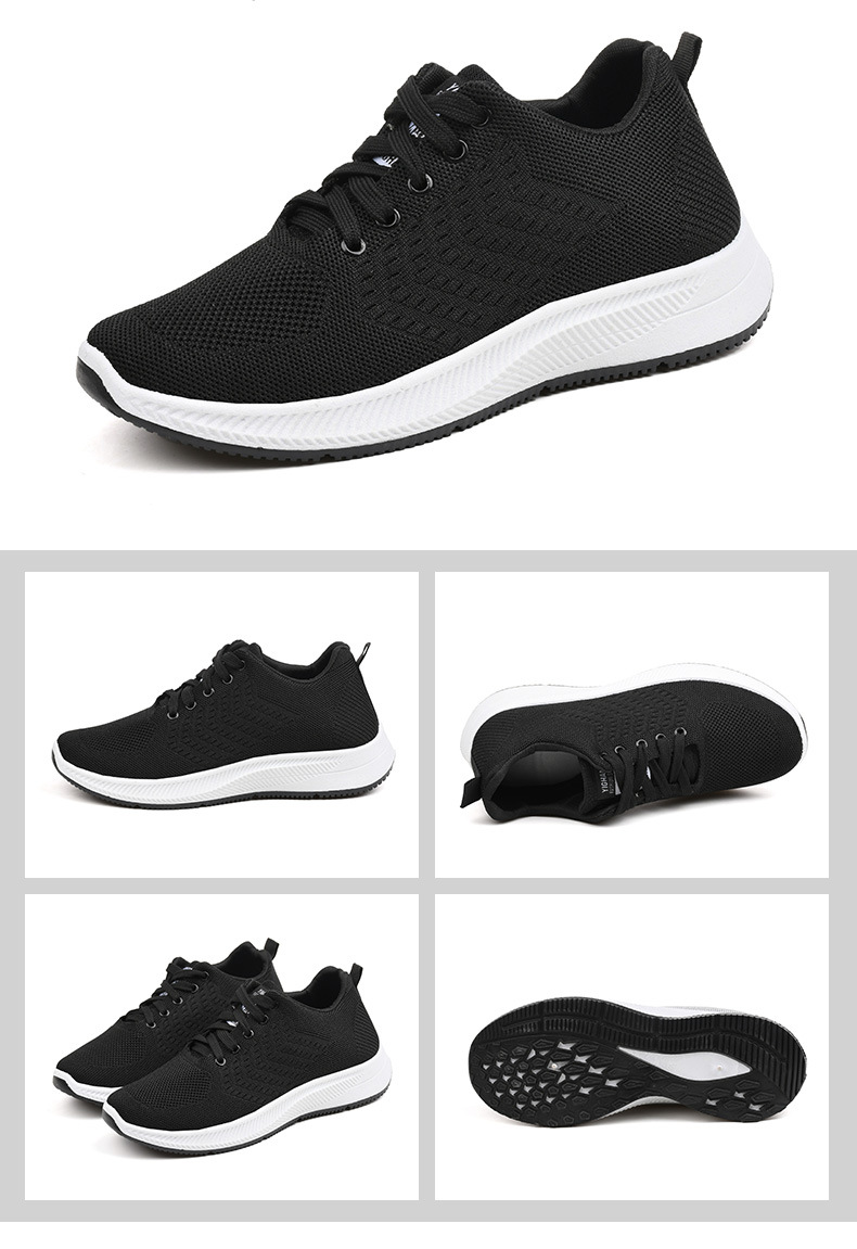年秋季新款飞织运动鞋男休闲男鞋透气时尚鞋子男 黑色 43【图片 价格