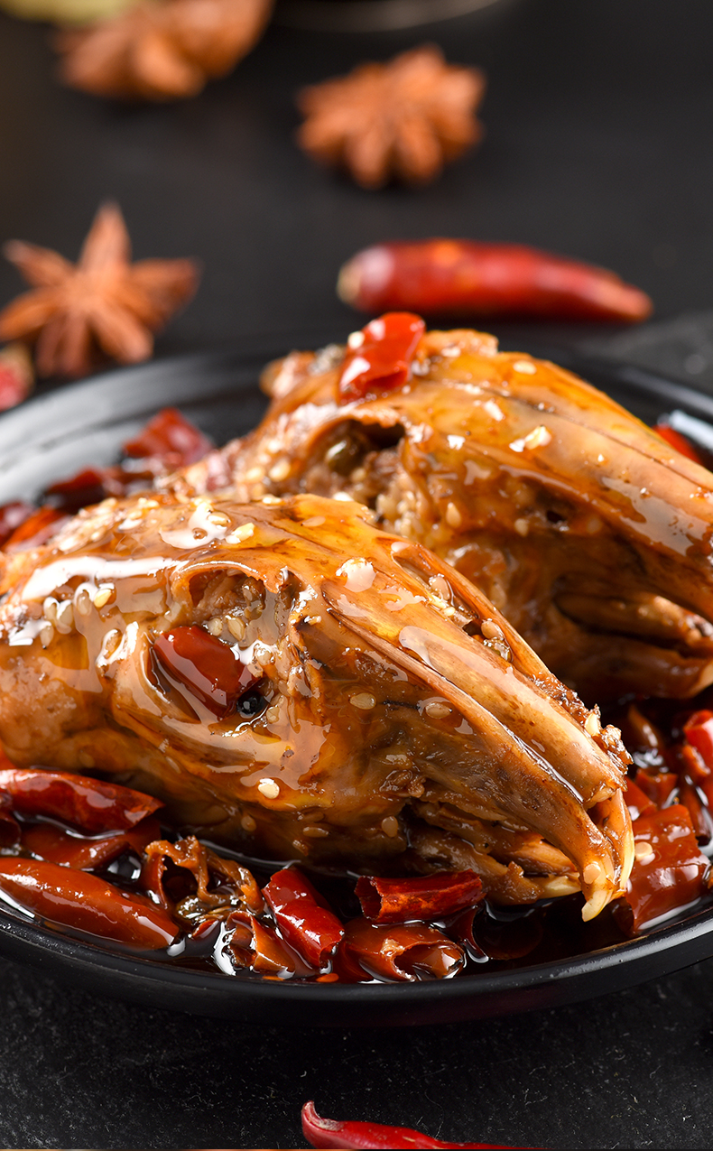 新鲜麻辣兔头6个装四川特产五香兔肉成都双流老妈卤味兔脑壳五香兔头3