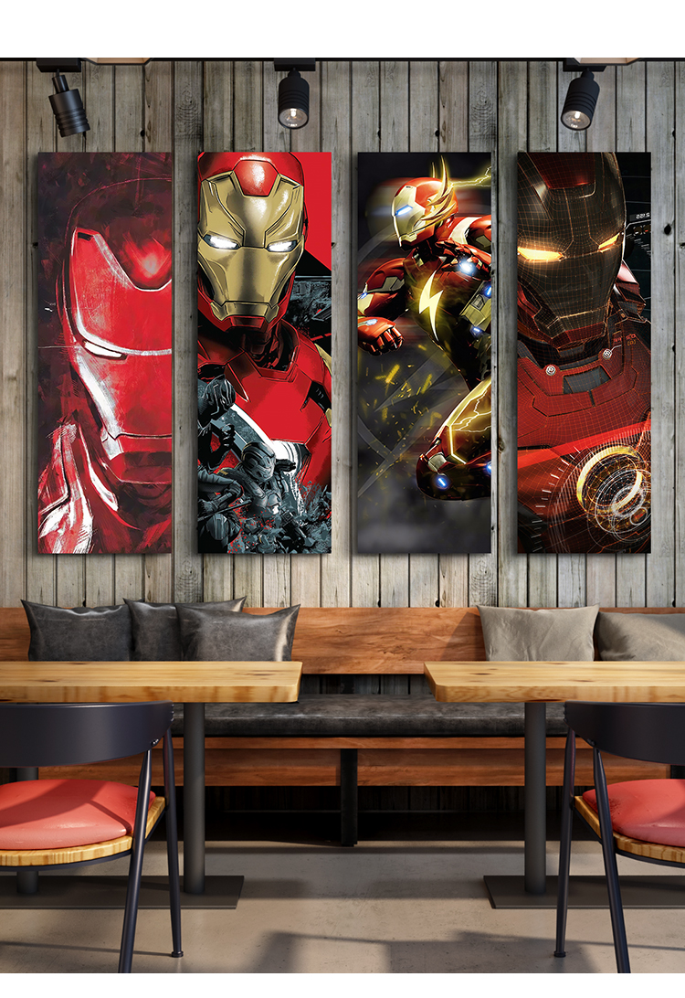 2021新款漫威装饰画复仇者联盟钢铁侠酒吧网吧背景墙壁画客厅房间玄关