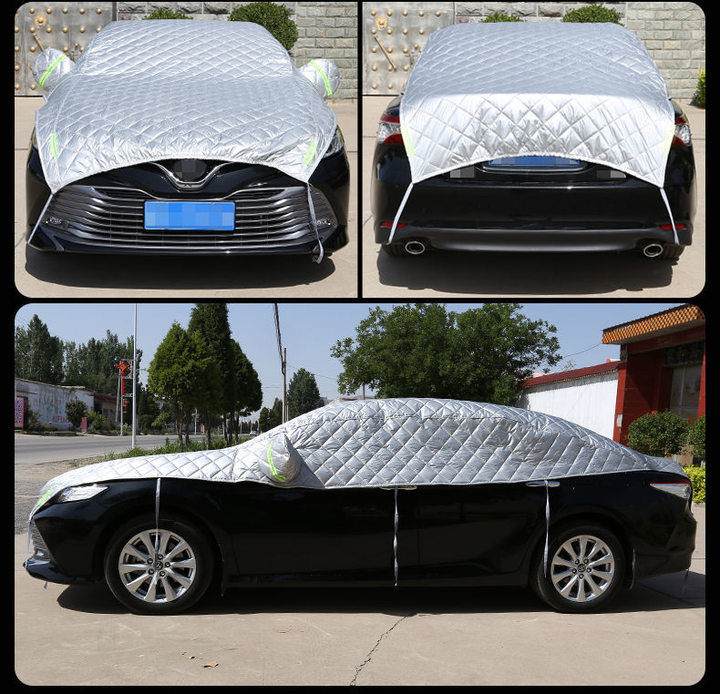 汽车车衣半罩suv防晒防雨隔热遮阳护罩半截半身车套通用防冰雹 铝膜款