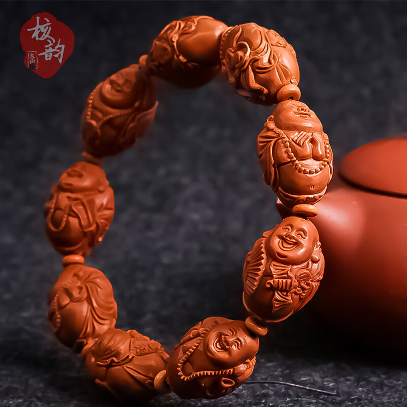 博皓定制八宝弥勒橄榄核手串核雕手串八大弥勒文玩橄榄胡手串男精修老