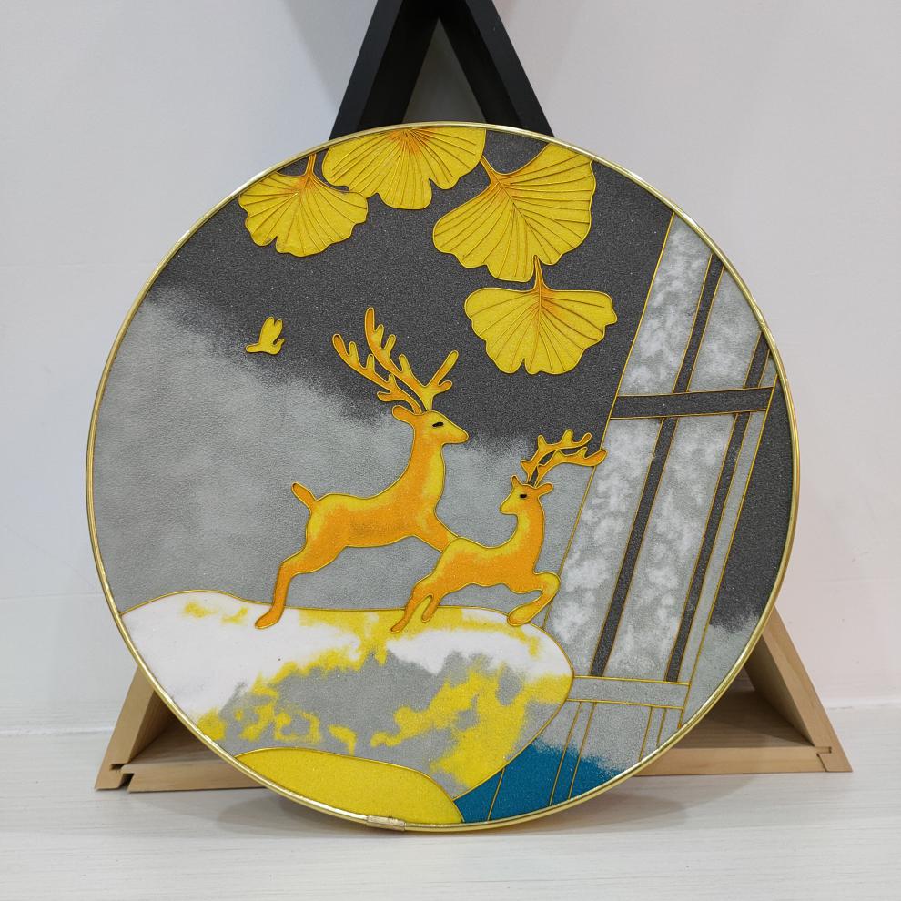 掐丝珐琅画diy 景泰蓝掐丝珐琅画diy非遗手工材料包客厅玄关金丝彩沙