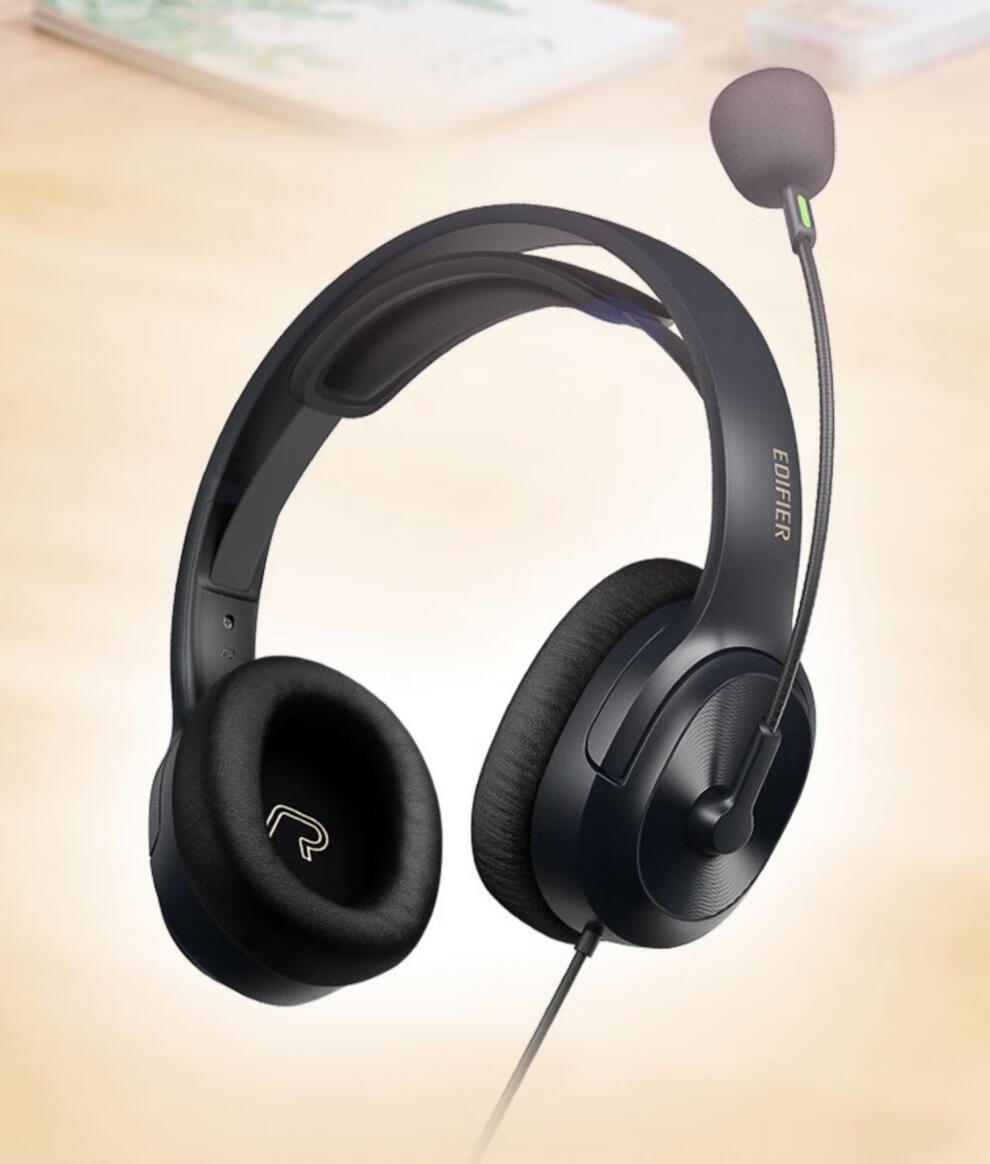 耳机漫步者k3300升级版耳麦头戴式有线儿童学生学习k5000黑色套餐一