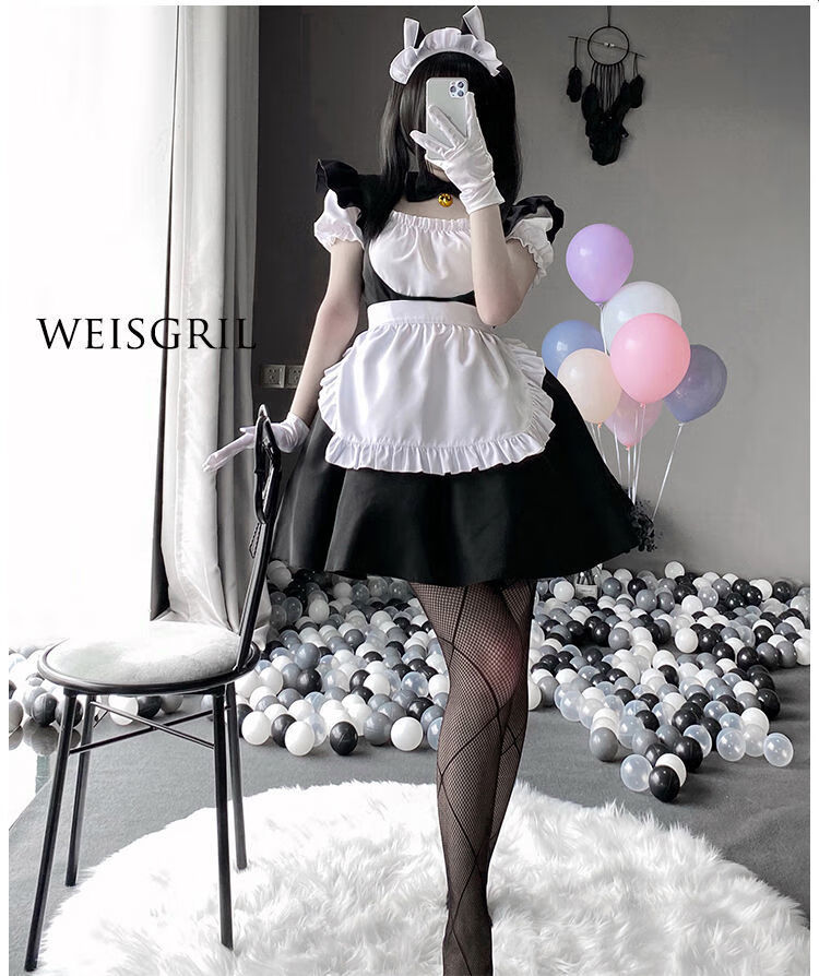 cosplay女仆装制服全套日常洛丽塔连衣裙女泡泡袖小野猫炸街裙子sm