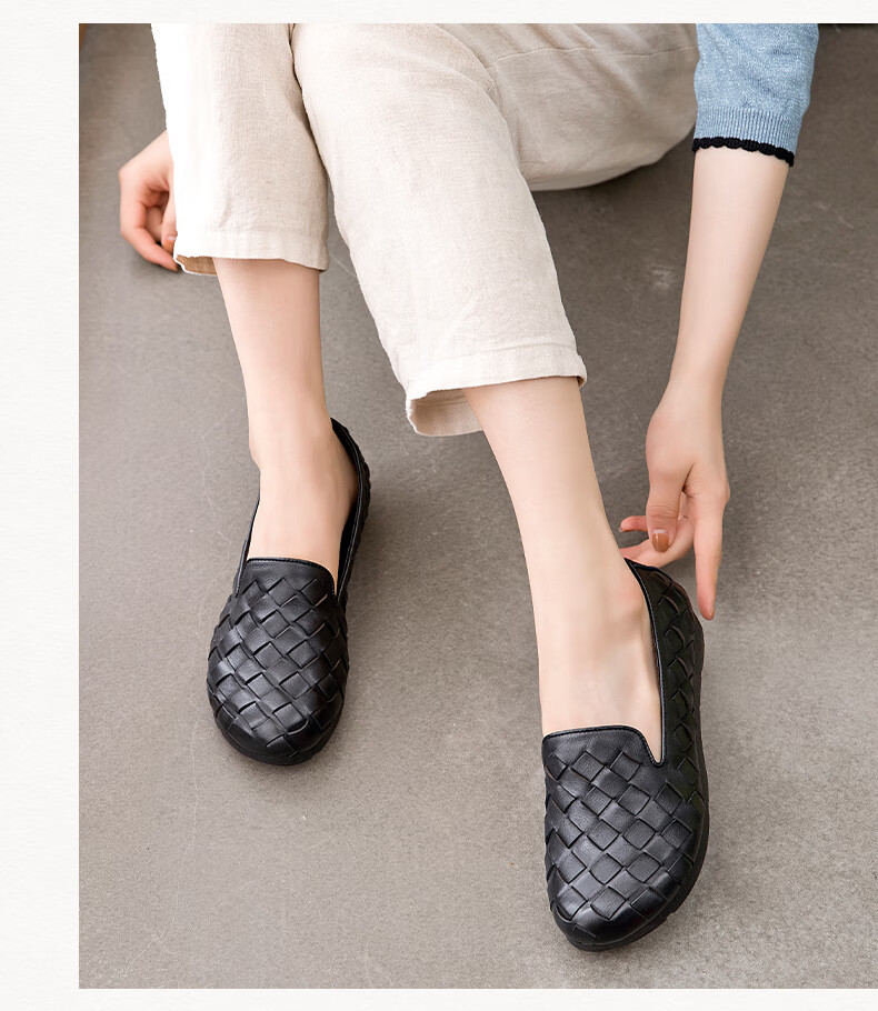 老北京软底皮鞋女50岁妈妈穿的单鞋中老年舒适平底软面黑色35