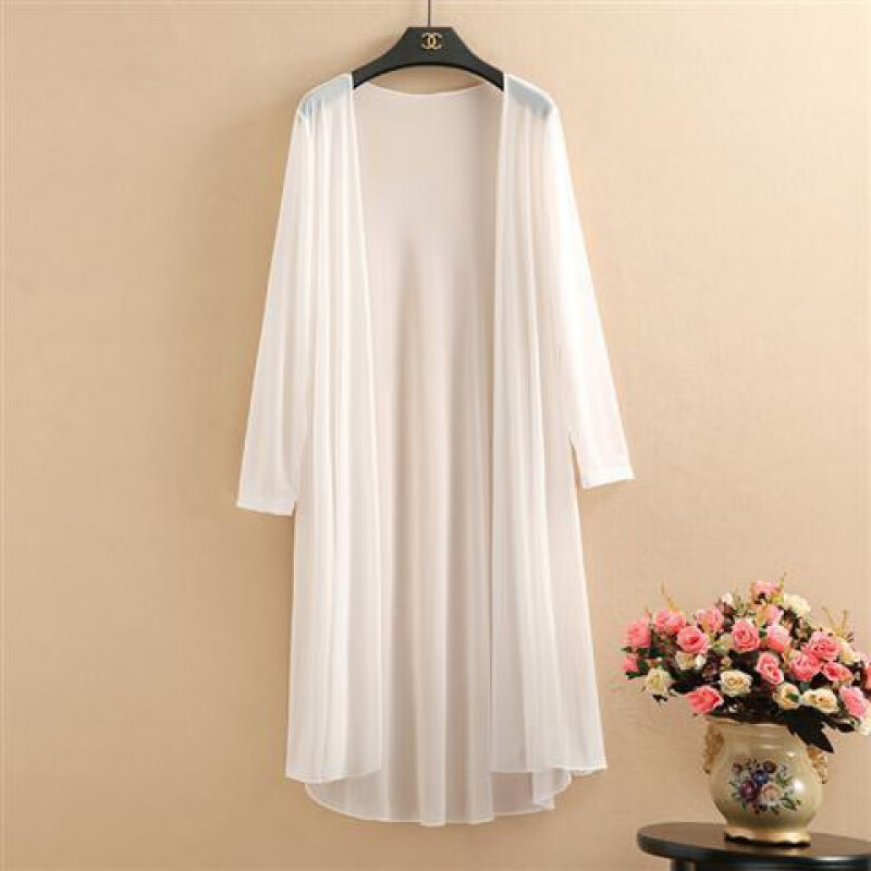 夏天披风薄款网纱开衫外搭大码防晒衫长款沙滩衣海边外套长袖披肩 酒