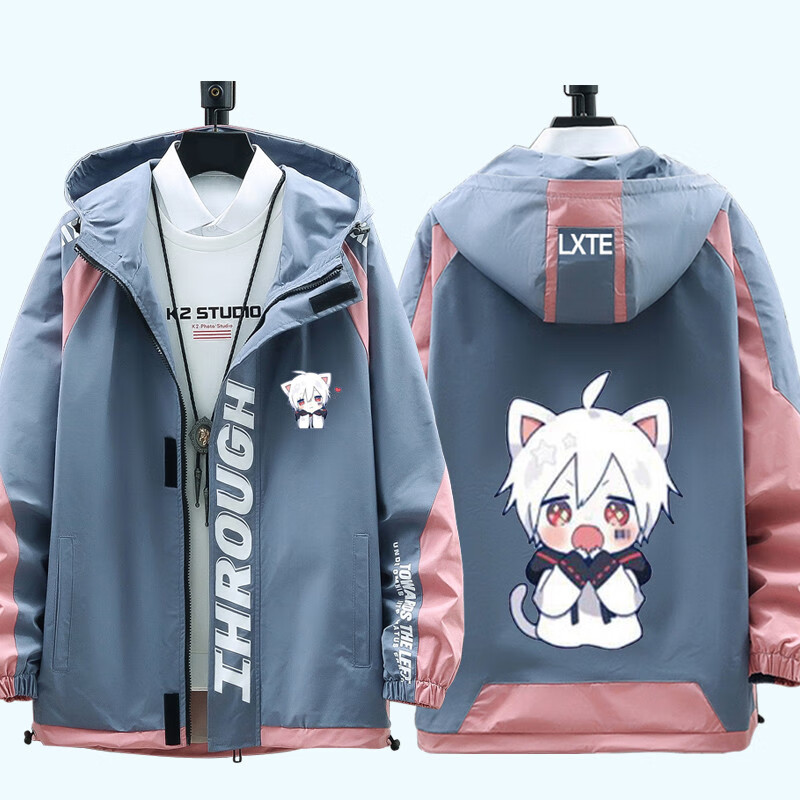 mafumafu唱见加绒夹克衣服まふ音乐acg周边男女宽松上衣外套黑52xl