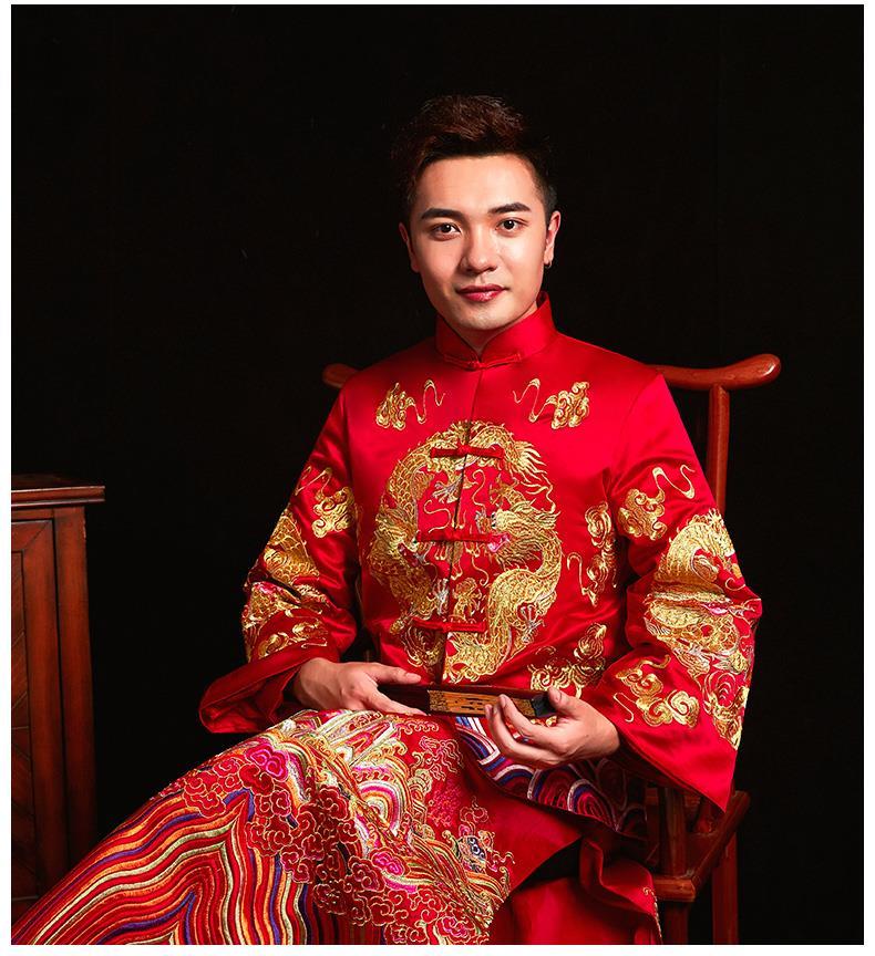 名狮罗秀禾服男2021新款新郎中式结婚礼服男士龙凤褂秀和服敬酒服秋冬