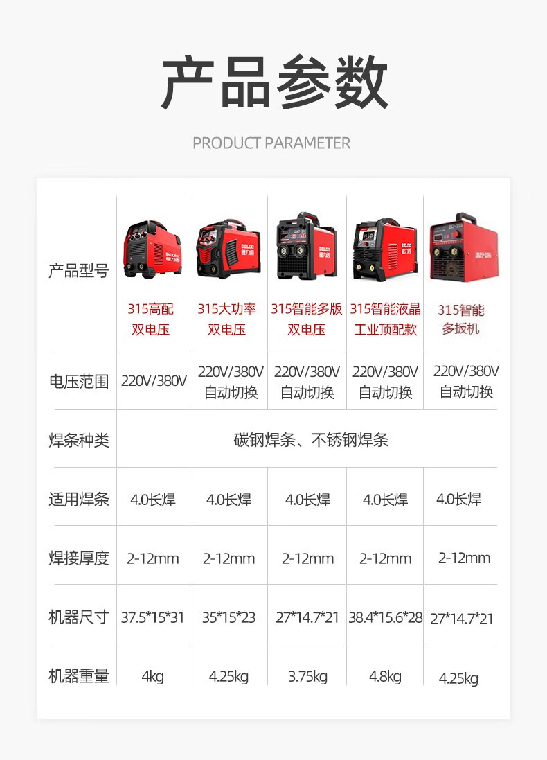 德力西电焊机工业级220v380v两用315双电压手提式家用焊机全套接好10