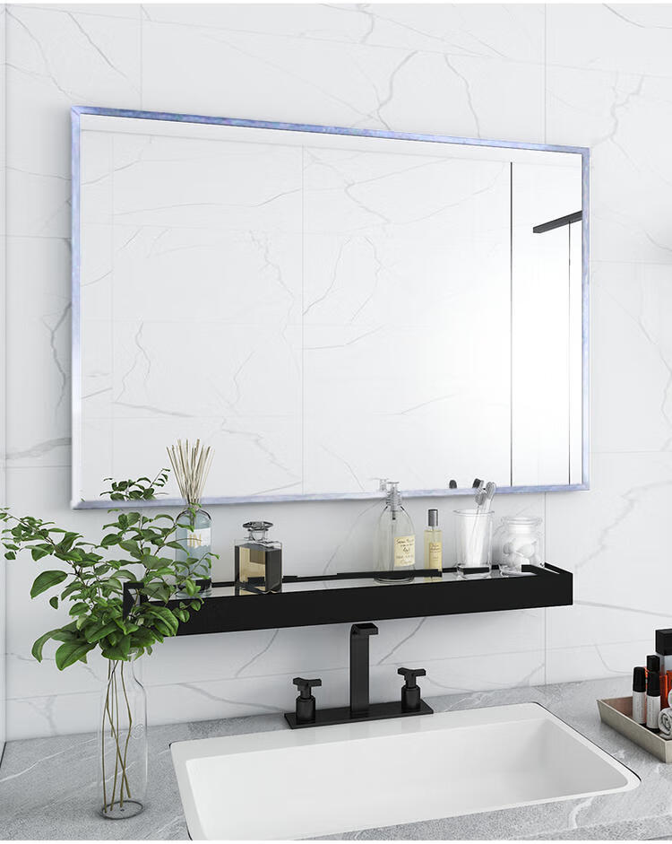 卫生间洗手盆上面的镜子免钉浴室镜子带置物架卫生间厕所洗漱台化妆